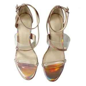 GUESS Iridescent Rose Gold Chic Ankle Strap Felicia Sandal Size 10M