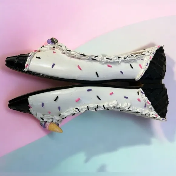 🍦Handmade Waffle Cone Ice Cream Shoes With Sprinkles! Pointy toe, Size 8