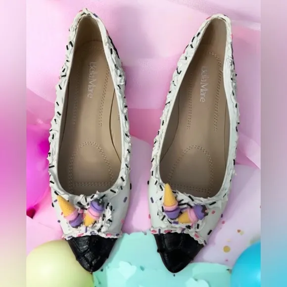 🍦Handmade Waffle Cone Ice Cream Shoes With Sprinkles! Pointy toe, Size 8