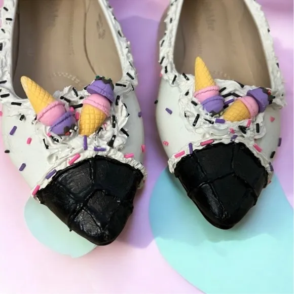🍦Handmade Waffle Cone Ice Cream Shoes With Sprinkles! Pointy toe, Size 8