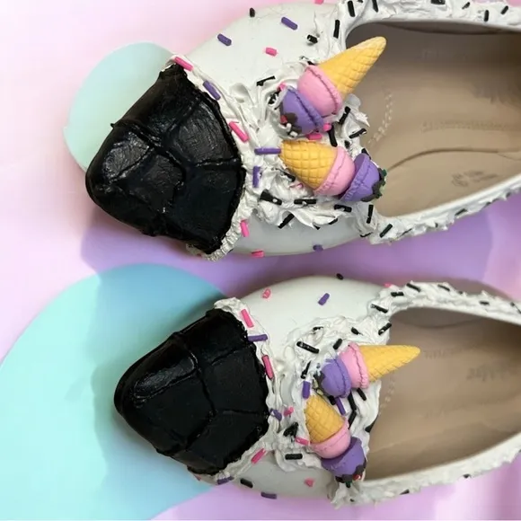 🍦Handmade Waffle Cone Ice Cream Shoes With Sprinkles! Pointy toe, Size 8
