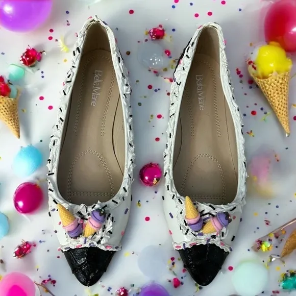🍦Handmade Waffle Cone Ice Cream Shoes With Sprinkles! Pointy toe, Size 8