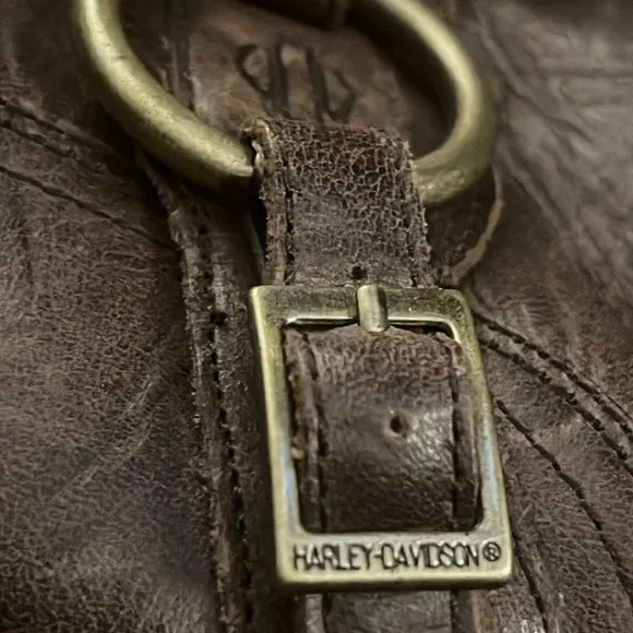 Harley Davidson Vintage Brown/ Gray Leather Heeled Harness Boots Woman’s sz8