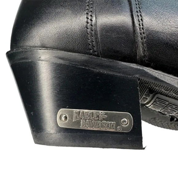 Harley Davidson Western Vintage Silver Studded Black Leather Cowgirl Boots