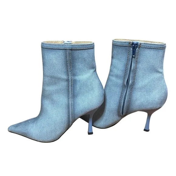 Heeled Boots Steve Madden Brecken Blue Denim Stiletto Heel Inside Zip Sz.6M