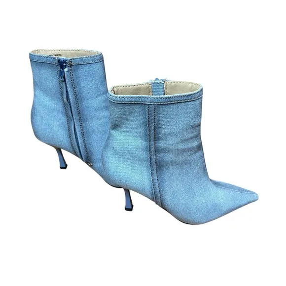 Heeled Boots Steve Madden Brecken Blue Denim Stiletto Heel Inside Zip Sz.6M
