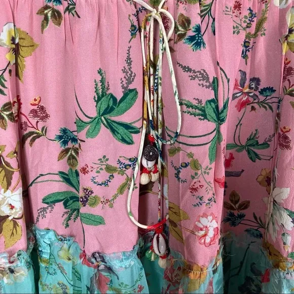 Hemant and Nandita Dress extra small XS long sleeve babydoll tiered floral