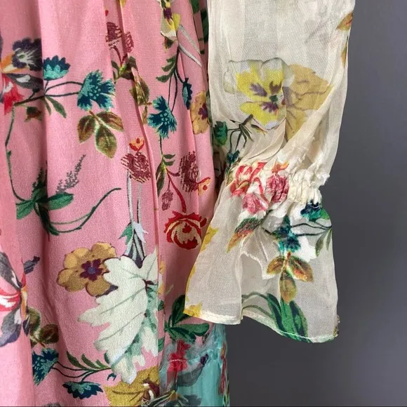 Hemant and Nandita Dress extra small XS long sleeve babydoll tiered floral