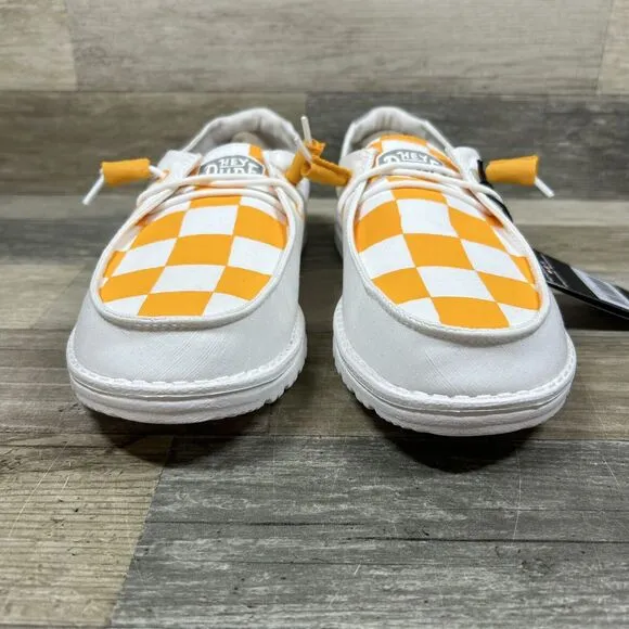Hey Dude Tennessee Lady Vols Shoes Wom 10 White Orange Wendy Slub Custom Painted