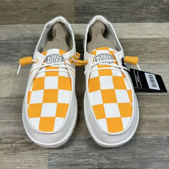 Hey Dude Tennessee Lady Vols Shoes Wom 10 White Orange Wendy Slub Custom Painted