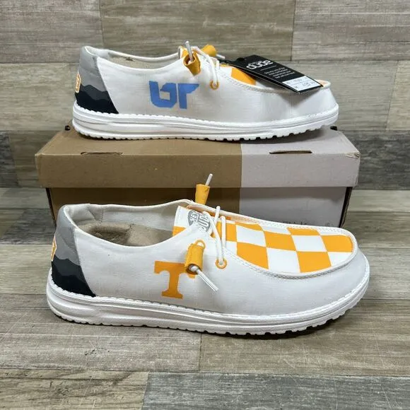 Hey Dude Tennessee Lady Vols Shoes Wom 10 White Orange Wendy Slub Custom Painted
