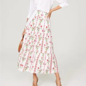 Hill House Florence Nap Skirt Tuckernuck Maxi Floral lBoho Coastal Smock Waist M
