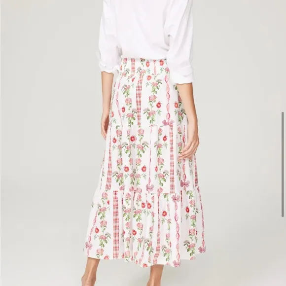 Hill House Florence Nap Skirt Tuckernuck Maxi Floral lBoho Coastal Smock Waist M
