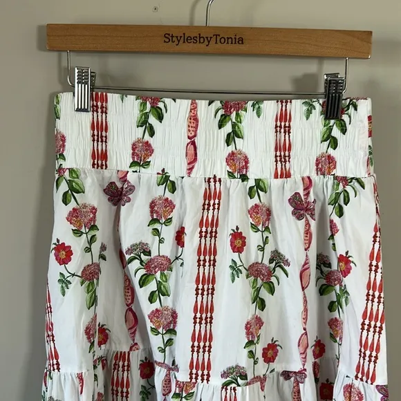 Hill House Florence Nap Skirt Tuckernuck Maxi Floral lBoho Coastal Smock Waist M