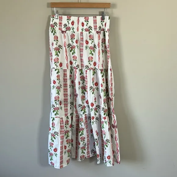Hill House Florence Nap Skirt Tuckernuck Maxi Floral lBoho Coastal Smock Waist M