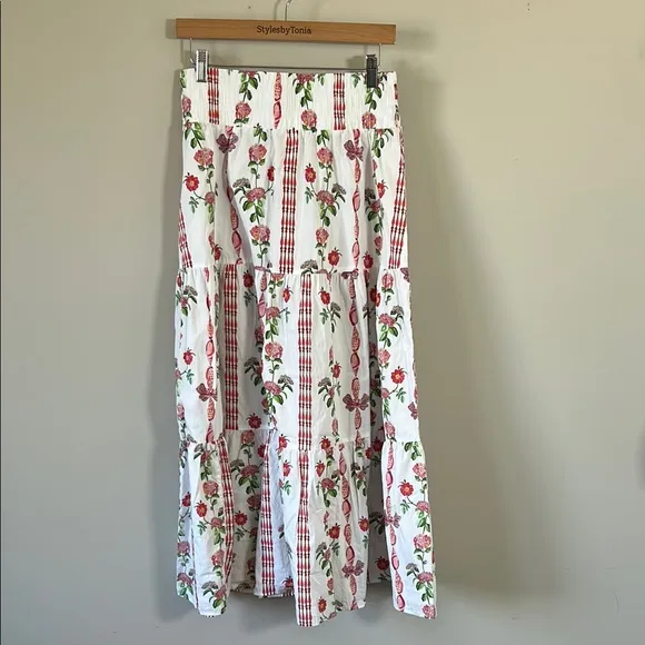 Hill House Florence Nap Skirt Tuckernuck Maxi Floral lBoho Coastal Smock Waist M