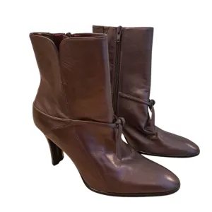 Hillard &amp; Hanson Mauve Chrome Leather 90s Witchy Going Out Ankle Boots Size 9.5M