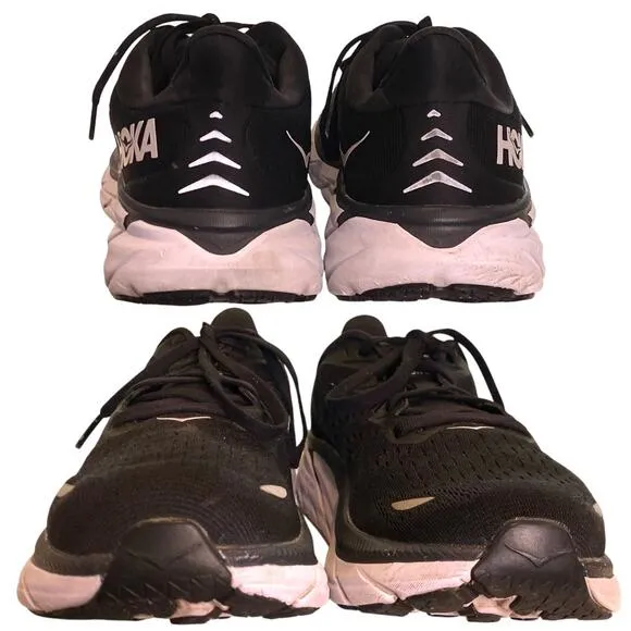 Hoka Clifton 8 Running Shoes Mens 9.5B Black White 1119394 Activewear Athletic