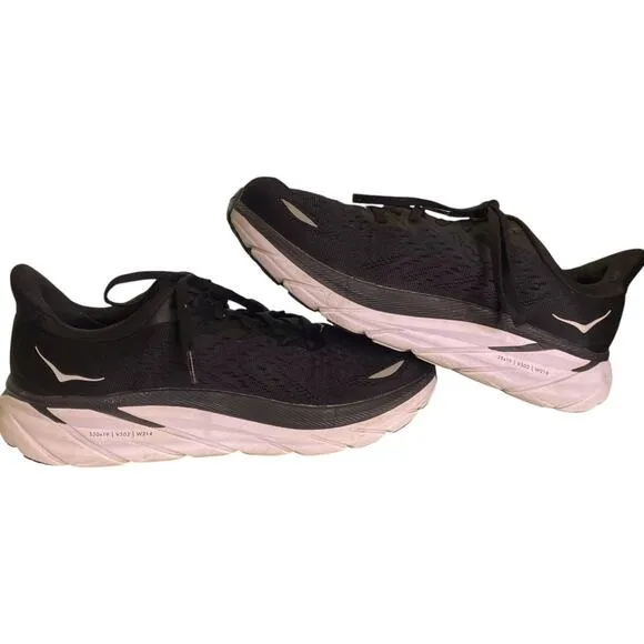 Hoka Clifton 8 Running Shoes Mens 9.5B Black White 1119394 Activewear Athletic