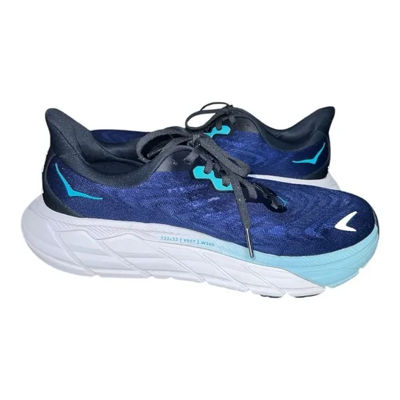Hoka men’s Arahi 6 Blue and White Running Shoes size 7.5D