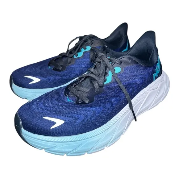 Hoka men’s Arahi 6 Blue and White Running Shoes size 7.5D