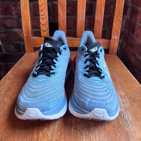 Hoka mens Mach 5 running athletic workout shoes blue/orange 11.5
