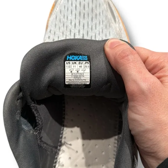 Hoka One Men's Low-Top Sneaker Clifton 8 Size 11.5