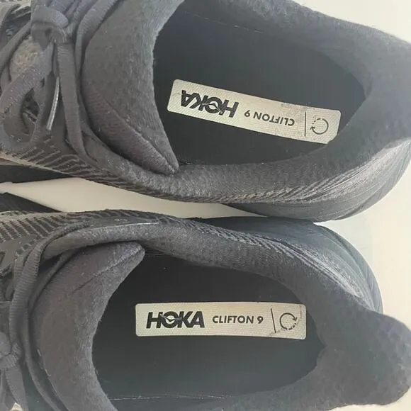 Hoka One One Black Clifton 9 Lace Up Athletic Sneakers Shoes Men’s Size 12 D