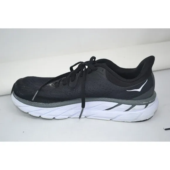 Hoka One One Clifton 7 Women's Size 7.5 Running Shoes Black White 1110509 BWHT