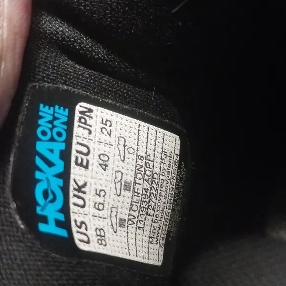 Hoka One One Clifton 8 Lace Up Gray Black Running Shoes Women’s Size 8