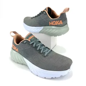 HOKA ONE ONE MACH 3 GRAY PEACH &amp; WHITE RUNNING SHOES / ATHLEISURE SNEAKERS