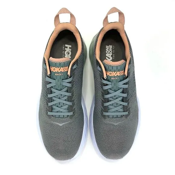 HOKA ONE ONE MACH 3 GRAY PEACH &amp; WHITE RUNNING SHOES / ATHLEISURE SNEAKERS