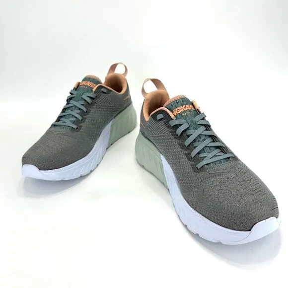 HOKA ONE ONE MACH 3 GRAY PEACH &amp; WHITE RUNNING SHOES / ATHLEISURE SNEAKERS