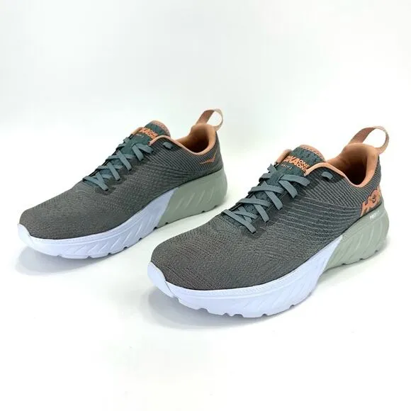 HOKA ONE ONE MACH 3 GRAY PEACH &amp; WHITE RUNNING SHOES / ATHLEISURE SNEAKERS