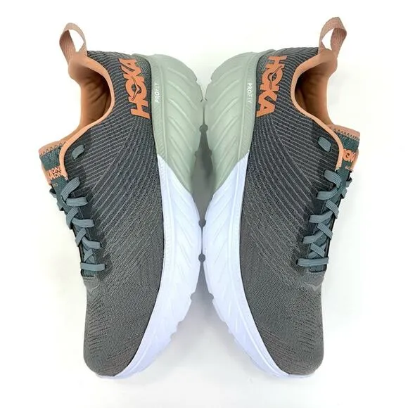 HOKA ONE ONE MACH 3 GRAY PEACH &amp; WHITE RUNNING SHOES / ATHLEISURE SNEAKERS