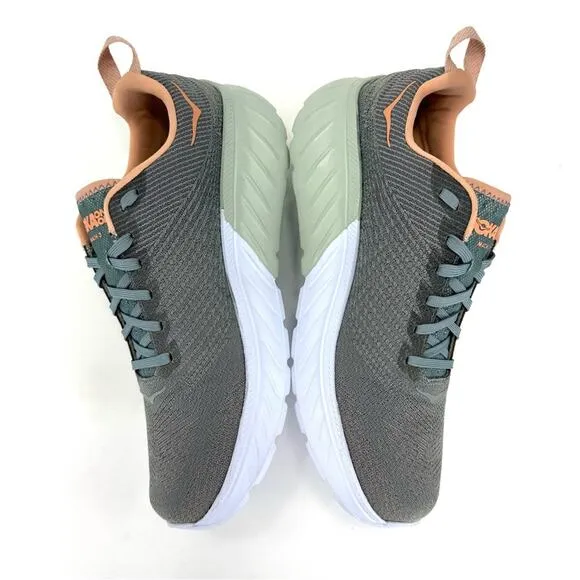 HOKA ONE ONE MACH 3 GRAY PEACH &amp; WHITE RUNNING SHOES / ATHLEISURE SNEAKERS