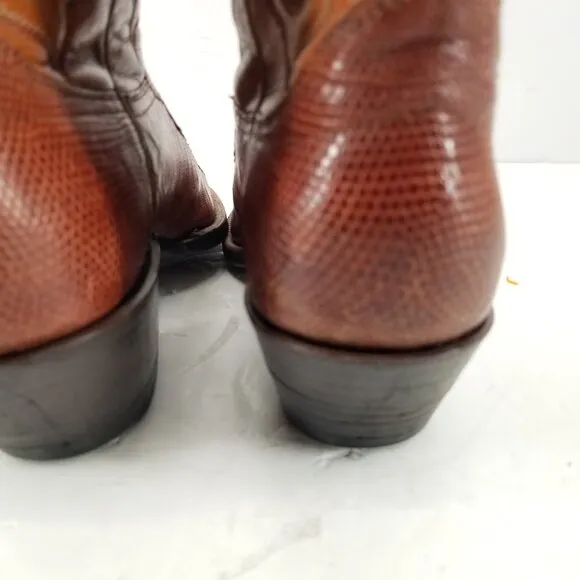 Hondo Brown Teju Lizard  Vintage Leather Cowboy Western Boots Men's Size 8