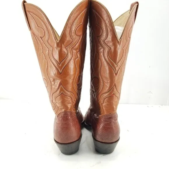 Hondo Brown Teju Lizard  Vintage Leather Cowboy Western Boots Men's Size 8