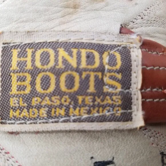 Hondo Brown Teju Lizard  Vintage Leather Cowboy Western Boots Men's Size 8