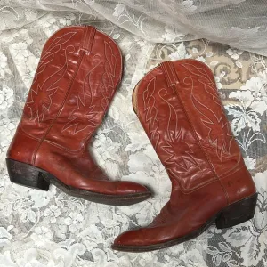 HONDO COWBOY WESTERN BOOTS VINTAGE BROWN LEATHER EL PASO, TX MADE IN MEXICO