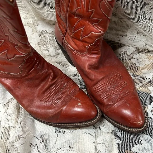 HONDO COWBOY WESTERN BOOTS VINTAGE BROWN LEATHER EL PASO, TX MADE IN MEXICO