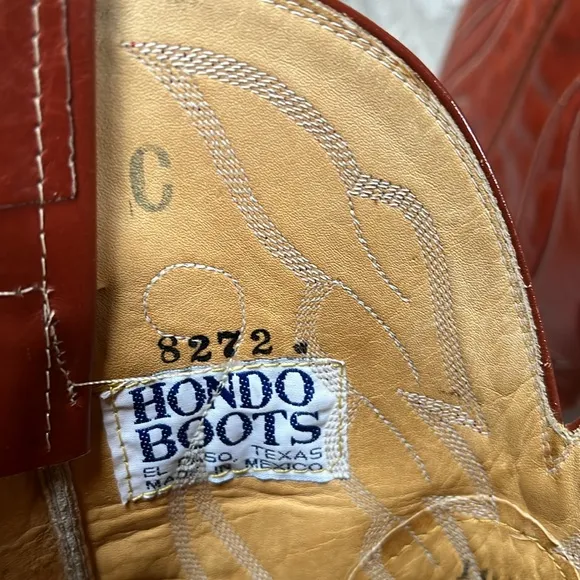 HONDO COWBOY WESTERN BOOTS VINTAGE BROWN LEATHER EL PASO, TX MADE IN MEXICO
