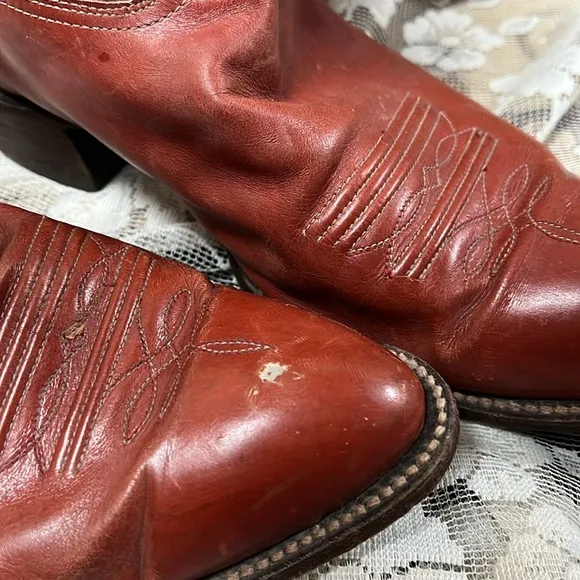 HONDO COWBOY WESTERN BOOTS VINTAGE BROWN LEATHER EL PASO, TX MADE IN MEXICO
