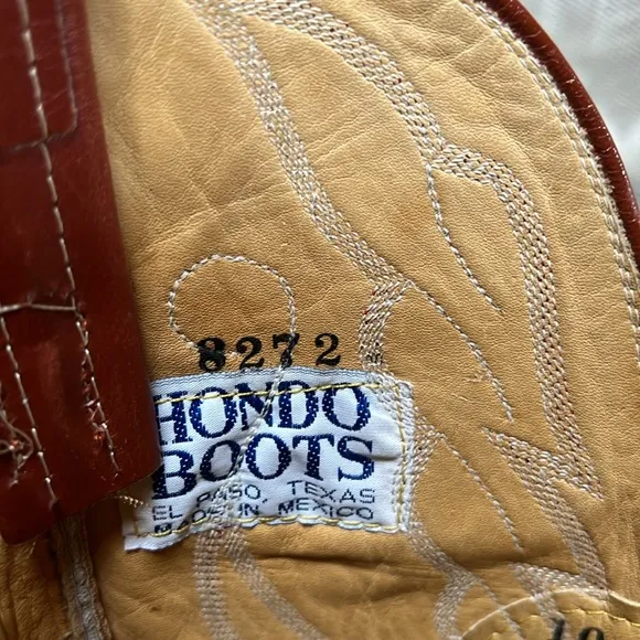 HONDO COWBOY WESTERN BOOTS VINTAGE BROWN LEATHER EL PASO, TX MADE IN MEXICO