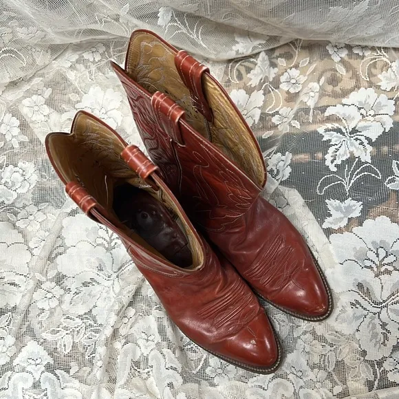 HONDO COWBOY WESTERN BOOTS VINTAGE BROWN LEATHER EL PASO, TX MADE IN MEXICO
