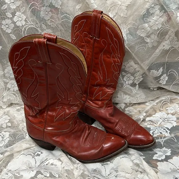HONDO COWBOY WESTERN BOOTS VINTAGE BROWN LEATHER EL PASO, TX MADE IN MEXICO