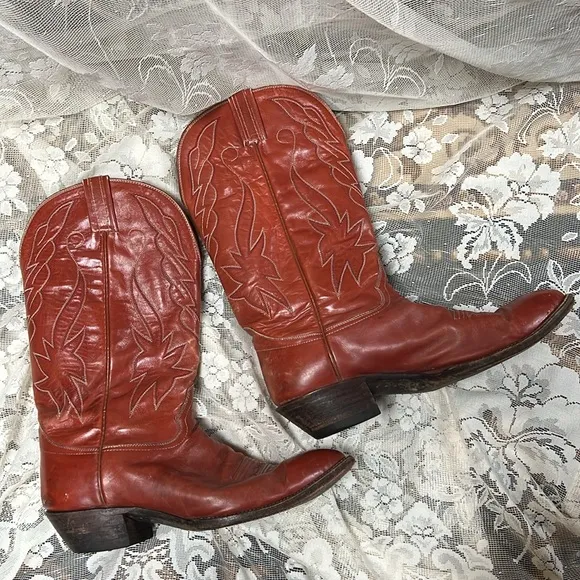 HONDO COWBOY WESTERN BOOTS VINTAGE BROWN LEATHER EL PASO, TX MADE IN MEXICO