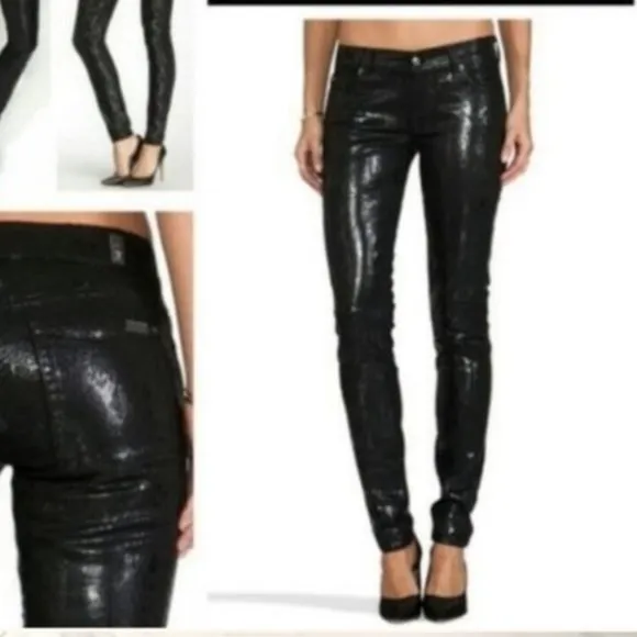 💥HOT ITEM💥 7 For All Mankind Glossy Snake-Print Skinny Jeans 26x30