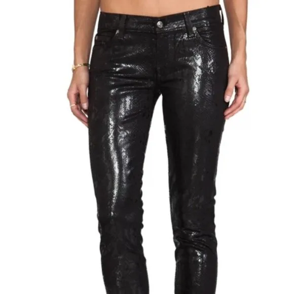 💥HOT ITEM💥 7 For All Mankind Glossy Snake-Print Skinny Jeans 26x30