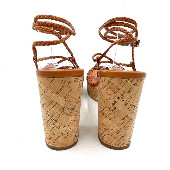 House of Harlow Braided Gladiator Platform Sandals Rust Brown Strappy Sz 9.5